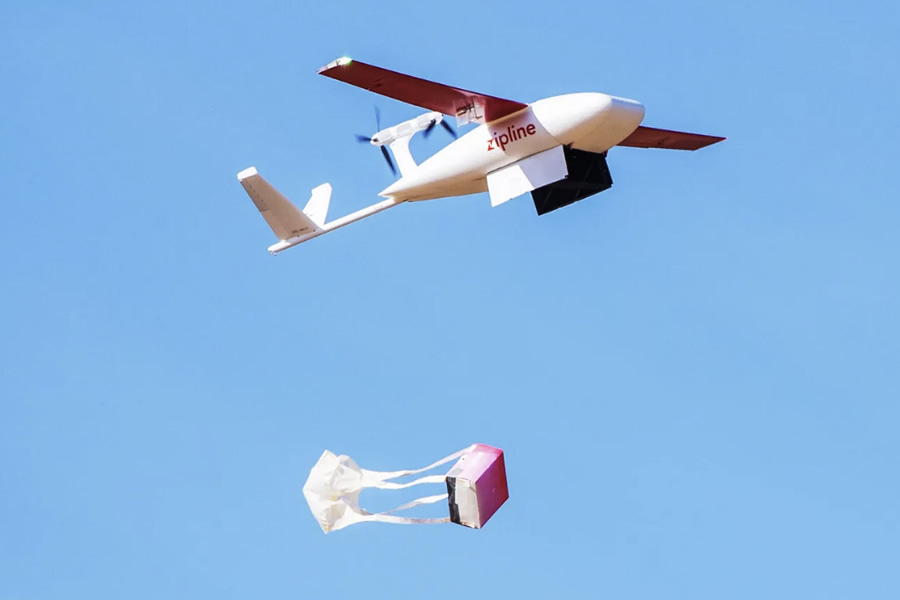 Drones para el reparto de medicamentos en Rwanda. (Foto: Zipline International)
